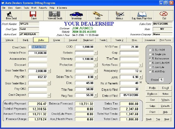 screenshot of Auto Dealer Systems